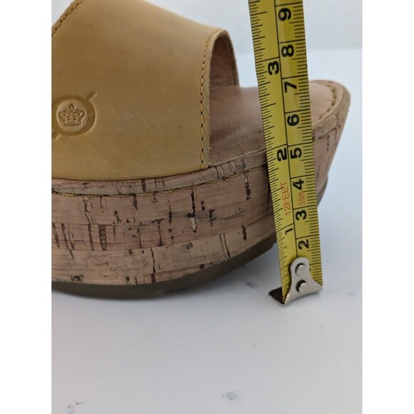 Born Yellow Leather Platform Mae Strappy Sandals Cork Wedge Heel Women's sz 6M - Picture 10 of 12